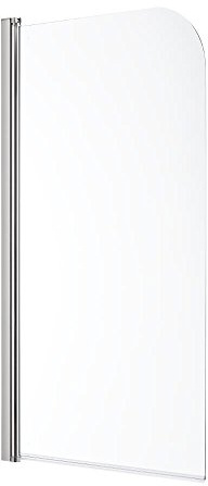 MILANO 1400 x 800mm Chrome Shower Bath Curved Top Glass Screen | Toughened Glass Panel. Width Adjustable. Aluminium Profile. Contemporary Style. Fits Straight Baths. Fixings Included.