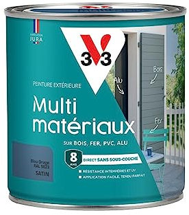 V33 Peinture extérieure multi-matériaux, Bleu orage satin 0,5L