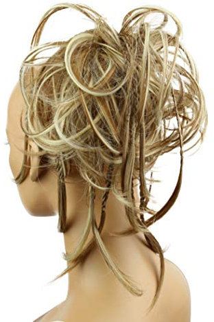 CAISHA XXL Haarteil Haargummi Daisy Dutt Hochsteckfrisuren Mit Geflochtenen Zöpfen Gewellt Kunstfaser Hitzebeständig DM17cm Hellbraun Blond Mix G21D