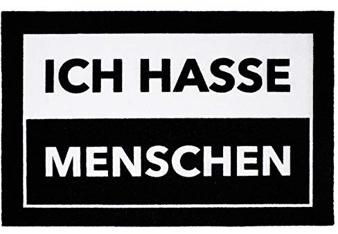 Close Up Fußmatte Ich Hasse Menschen - lustiger Fußabtreter - 60x40 cm - schwarz/weiß