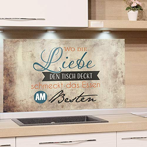 GRAZDesign Spritzschutz Küche - Spruch Motiv braun I hitzebeständig für alle Herdarten geeignet I Küchenrückwand Glas, Spritzschutz Herd, Küchenspiegel Platte 80x50cm