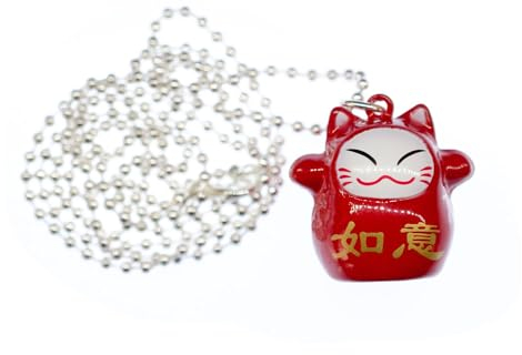 Miniblings Glückskatze Winkekatze Maneki-Neko Kette Halskette 80cm Manga 30mm - Handmade Modeschmuck - Kugelkette versilbert