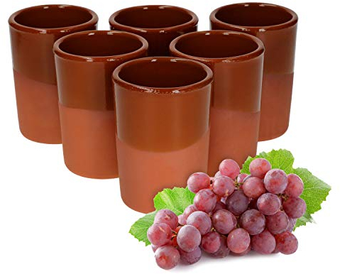 MamboCat 6er Ton-Becher I Teilglasiert I 180 ml I Mediterran I Unikat Handarbeit I Met-Pott I Ton Mug Tumbler I Antike/Vintage I Mittelalter I Wikinger