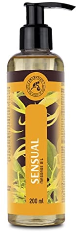 Sinnliches Massageöl 200 ml - Körperöl mit Ylang Ylang Öl & Jojobaöl - Mandelöl und Traubenkernöl - Pfirsichkernöl - Massageöl für Paare - Körperpflege Öl - Hautpflege - Kissable Massage Oil