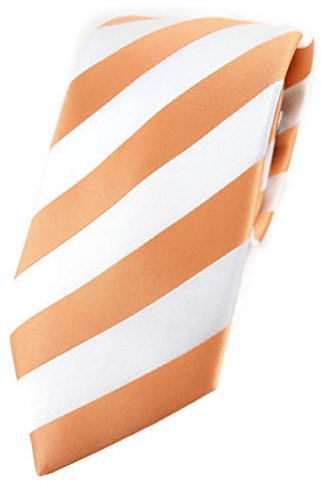 TigerTie Designer Krawatte in apricot weiss gestreift