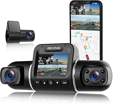 Rexing V2 Pro AI Dash Cam with 3 Channel Recording Front/Cabin/Rear, 434650
