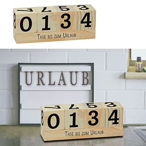 Cepewa Countdown Würfel Natur aus Holz 16 x 6 cm Urlaub Weihnachten Geburt Geburtstag Ruhestand Prüfung