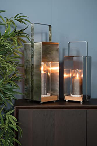 Fink Magnus, Laterne, Teakholz, matt Silber, L. 16 cm, B. 16 cm, H. 46 cm