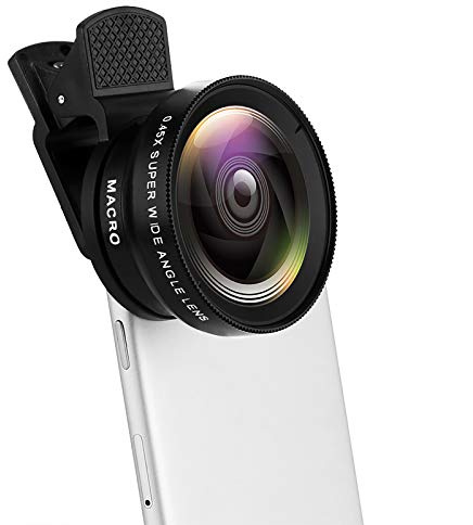 ANNCARY Pro Lens Kit, Dark Corners 12.5X Cell Phone Camera Lens 37MM 0.45X 49UV Super Wide Angle Macro Lens, 2 in 1 Professional HD Camera Lens Kit for Most Smartphone/Ipad/Tablet