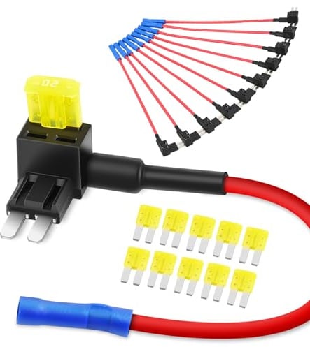Nilight Micro-2-Sicherungen-Tap-Stromkreis-ATR-Flachsicherungs-Adapter, 12 V mit 20-A-Sicherung, Mikro-II-Sicherungshalter, 2-Stromkreise-Adapter für Autos, LKWs, Boote (50058R), Blau, Rot, Schwarz