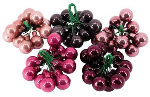 Hochwertige & Dekorative Glas Spiegelbeeren am Draht - Glänzend & Matt - Dekokugeln/Tischdeko/Christbaum/Weihnachten (Berry Mix, Ø 2,5cm (144 Stück Sortiert))