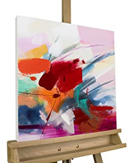 KunstLoft Leinwandbild | 100% HANDGEMALT | 50x50cm | Gemälde 'Bouquet an Emotionen' | Abstrakt | Bunt | Wandbild Wohnzimmer