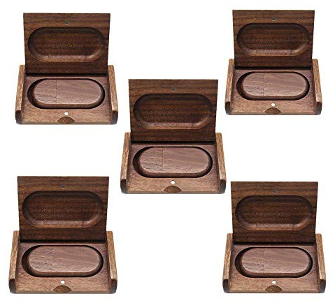 Anloter Holz-Flash-Laufwerke, 5 Stück, 4 GB, USB 2.0, USB-Stick, Holz-Memorystick, Jump Drive für Backup Bilder/Videos (4 GB, Walnuss)