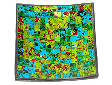 Deko - Schale Glasmosaik Schale eckig grün türkis bunt 20cm Mosaikschale