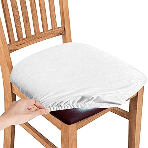 SHILV. HOME Housses De Siège De Chaise en Velours, Housse De Coussin De Siège Lavable Et Amovible, Housses De Chaise pour Salle à Manger, Cuisine, Bureau (Blanc,Set of 6)
