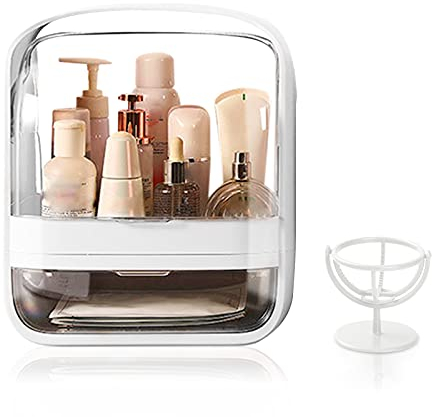 Galatée Organizer für Make-up, Büro, Schubladen, Aufbewahrung von Schmuck, aus Kunststoff, Aufbewahrungsbox für Kosmetik, Staubschutz, verschiedene Behälter für zu Hause, weiß, M(27 * 19.5 * 36.5cm)