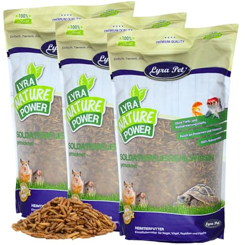 Lyra Pet® 15 kg Soldatenfliegenlarven getrocknet - Hermetia Illucens | Black Soldier Fly - wie Mehlwürmer - reich an Kalzium & Proteinen energiereiches Futter für Vögel, Fische, Nager & Reptilien
