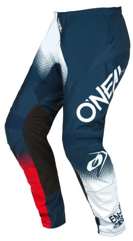 O'NEAL | Motocross-Hose | Enduro MX | Maximale Bewegungsfreiheit, Leichtes, Atmungsaktives und langlebiges Design | Pants Element Racewear V.22 | Erwachsene | Blau Weiß Rot | Größe 30/46