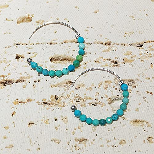 925 Sterling Silber Ohrring Echt Türkis Labradorit Larimar Creolen Für Frauen Schmuck