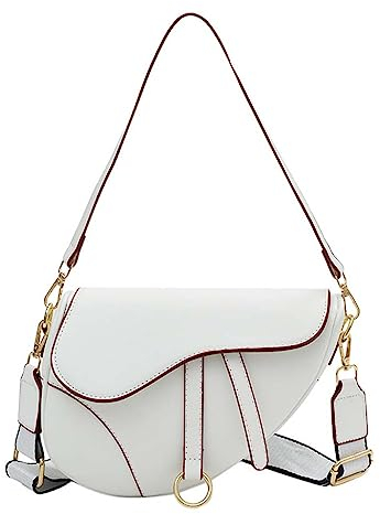 PURFANREE Damen Trendy Kleine Clutch Geldbörse Sattel Schultertasche Unterarm Handtasche Satchel Handtasche Crossbody Tasche, Chalk Beige, Einheitsgröße