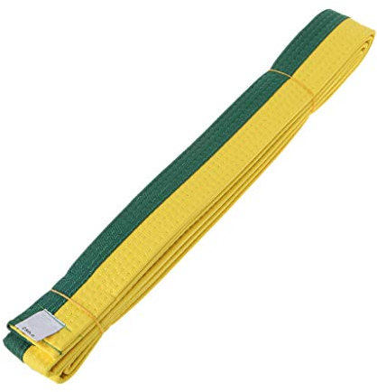 LLLucky Professioneller Taekwondo-Gürtel Karate Judo Double Wrap Kampfsport-Streifen-Sport-Gürtel 1,8 m / 2,8 m Gelbgrüner Gürtel