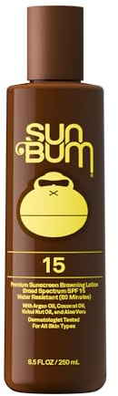 Sun Bum SPF 15 Browning Body Lotion - Water-Resistant Broad Spectrum Moisturizing Tanning Lotion with Vitamin E - Hawaii 104 Act Compliant (Made Without Octinoxate & Oxybenzone) - 8.5 Fl Oz