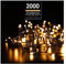 NOMA Random Twinkling Stardust Christmas Tree Lights with Black Cable, 2000 White LEDs, 65 m