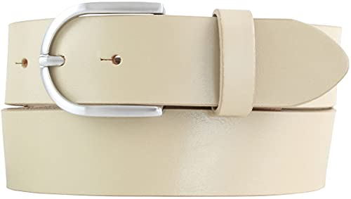 BELTINGER Damen-Gürtel aus Vollrindleder 4 cm | Jeans-Gürtel 40mm | Mit Runder Schließe | Beige 80cm