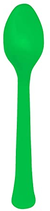 Amscan 9915409-208 - Green Eco-Friendly Re-usable Dishwasher Safe Plastic Party Spoons - 24 Pack