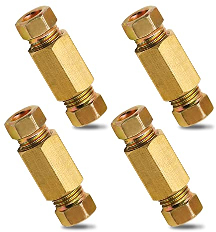 Lot de 12 Raccords de Tuyau de Frein en Cuivre, Connecteurs de Câble de Frein,Ensemble de Raccords d'écrou en laiton, Raccords de 1,9 cm, Système de ligne de Frein Automobile (4 unions, 8 écrous)