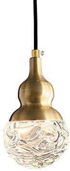 Französischer Kürbis / Flaschenform Pendelleuchte Kupfer Lampenkopf Schlafzimmer Nachttischdekoration Glas Lampenschirm Hängeleuchte Für Balkon Mittelalterliche Lampe Verstellbare Kordel Kronleuchter