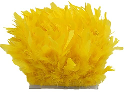 Uposao 5M Türkei Federn Fringe Trim,Natürlichen Feder Fransen für Kleid Nähen Handwerk Kostüme Dekoration DIY Deko Federn basteln, Zuhause Dekor,Halloween Federband Bastelzubehör,Gold