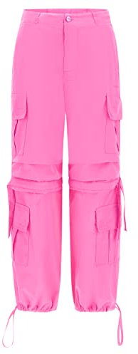 FREDDY - Cargo Pants, Pantaloni Cargo con Doppie Tasche e Coulisse Intermedia, Fuxia, Medium