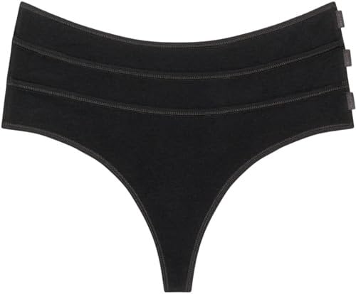 Calvin Klein Damen Strings Ideal Cotton Tangas, Schwarz (Black/Black/Black), S