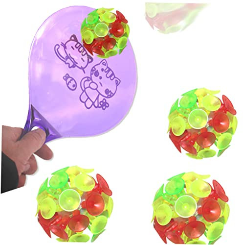 HOOTNEE 4 Stück Saugnapfbälle Für Kinder Mit Saugnapf Hüpfball-spielzeug Leuchtend Geeignet Für Partys Und Indoorspiel