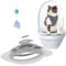 Cat Toilet Training System - Reusable Plastic Trainer Kit With Replaceable Feather Toy, Teach Pet to Use Toilet (White Tray, 1 Gray Inner Support)