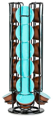 Intirilife Porte-Capsules de Café pour Dolce Gusto Capsules (24 pièces) en Fer Noir - 13.5 x 33 cm - Support de Capsules Rotatif à 360 Degrés, Rangement pour Capsules de Café, Pads