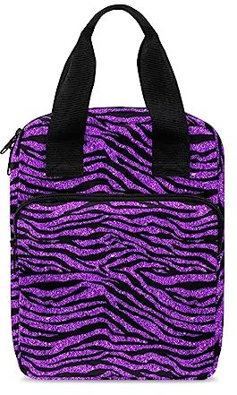 Poceacles Viola Zebra Stripe Stampa Bibbia Cover per Donna Uomo Bibbia Custodia per il trasporto Libro Bibbia Tote Bag con manici e tasca con cerniera Accessori Bibbia