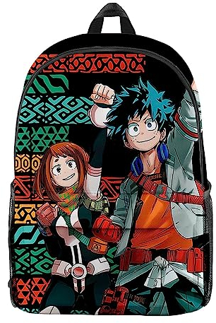 My Hero Academia Rucksack für Jungen Mädchen Midoriya Izuku Bakugo Katsuki Cartoon MHA Anime Schultasche Studenten Große Kapazität Reiserucksack, Typ 1, 47*31*18cm