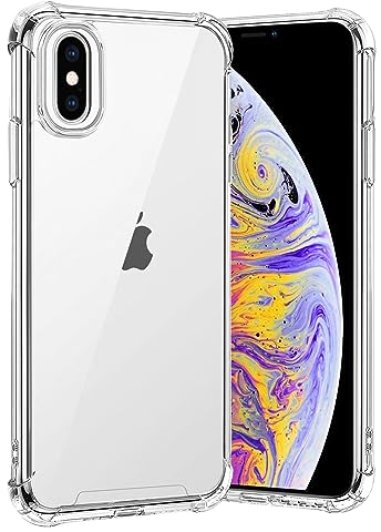 Gueche Case for iPhone XS Max, Crystal Clear Silicone TPU + Hard Back PC Phone Cover, Shock-Absorption, Bike Phone Holder and Wireless Charger Compatible - Clear