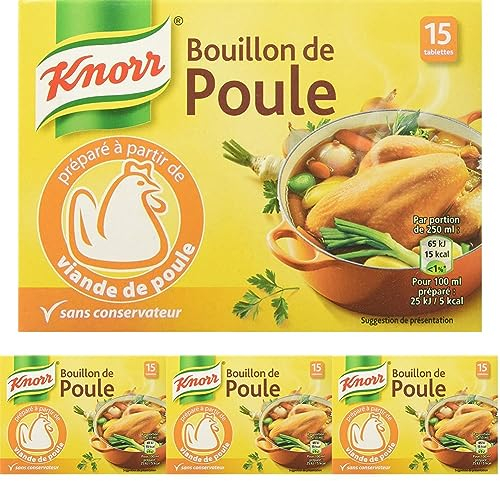 Knorr Bouillon de Poule, Rehausser et sublimer vos préparation, sans conservateur et sans colorant artificiel, 150g (Lot de 4)