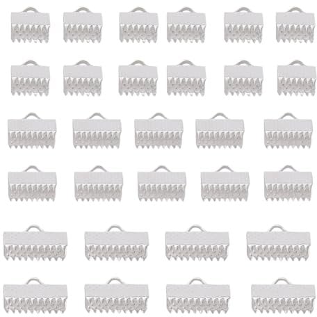 SUNNYCLUE 1 Box 300Pcs Ribbon Ends Ribbon End Clasps Ribbon Clasps Pinch Cord End Clasps Fastener Clasp Ribbon Clamp End Clamp Cord Ends for Jewellery Making Accessories DIY Bracelet Leather Bookmark
