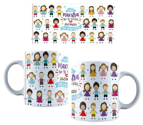 Taza personalizada un maestra no se olvida | Tazas desayuno personalizadas | Taza de cerámica Premium | Regalos originales para hombre, mujer, niños, profesores, maestros | Color: blanco
