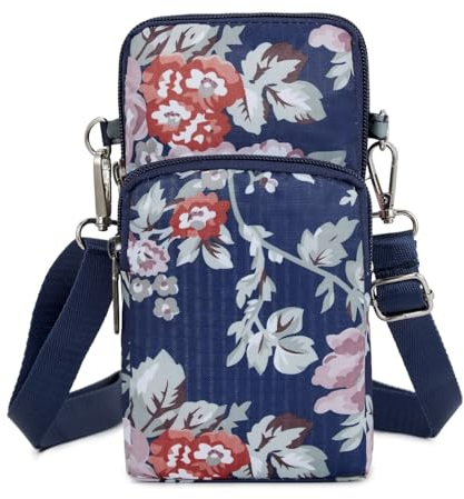 Dankforyou Étui pour téléphone portable à suspendre pour femme - Sac à main - Mini sac pour le quotidien, le bureau, l'école, les excursions, les courses, Fleurs noires, s, Sac à bandoulière
