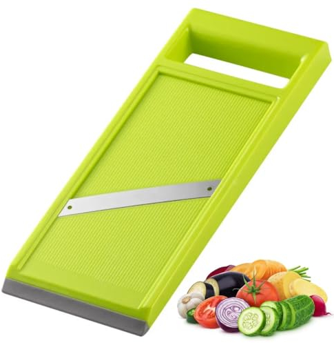 YYwenting Vegetable Slicer Portable Vegetable Chip Maker Stainless Steel Handheld Kitchen Food Chopper with Ergonomic Handle for Potatoes Carrots Onions (Green)