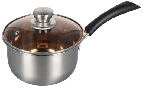 Anseom Casseruola da 16 cm, piccola pentola con coperchio, piccola pentola in acciaio inox pan, piccola padella per cucinare a casa in cucina e ristorante