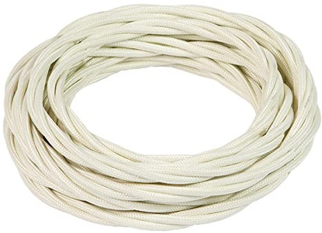 FANTON cavo elettrico tessile colore avorio treccia seta 2mt 3G0,75 filo rivestito in tessuto vintage stile retrò per lampadari applique 93826-02