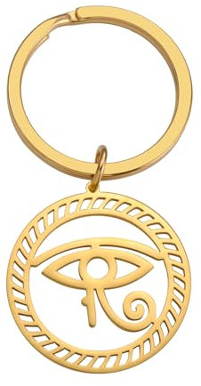 SIPURIS Eye of Horus Schlüsselanhänger für Männer und Frauen, böser Blick-Anhänger, altägyptisches Schutzamulett, Schmuck, Geschenk für Damen und Herren, Gold, Medium