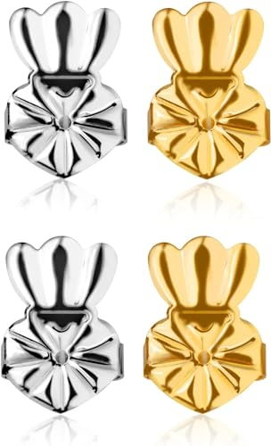 2 Paar Ohrringheber Einstellbare Ohrringlifter Hypoallergen Earring Backs Magische Ohrringaufzüge Ohrring Lifters Ohrläppchen Heber zum Anheben von OhrläppchenGold,Silber