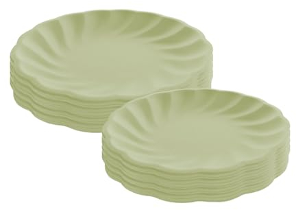 Platos Desechables - 48 Platos en Forma de Flor - 24 Platos de 23 cm y 24 Platos de 19 cm - Fabricado con Caña de Azúcar - Ideal Para fiestas de cumpleaños, comuniones - Color: Verde - Aktual